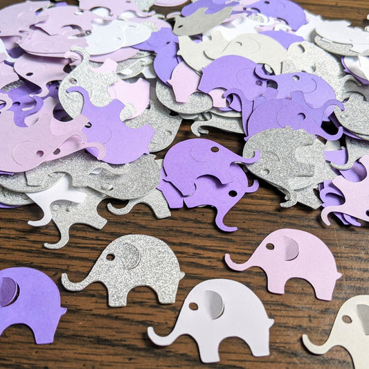 Purple Elephant Confetti- Baby Shower Decor- Handmade