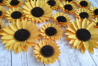 Set of 6 3D Sunflower Paper, Birthday Decor- Handmade