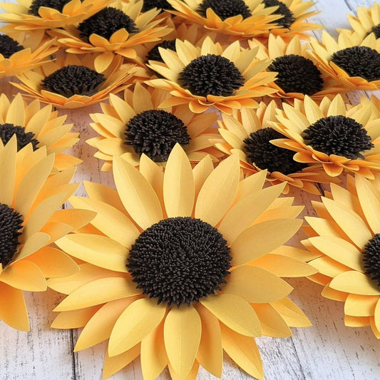 Set of 6 3D Sunflower Paper, Birthday Decor- Handmade