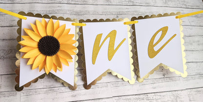 Sunflower First Birthday Banner- Birthday Decor