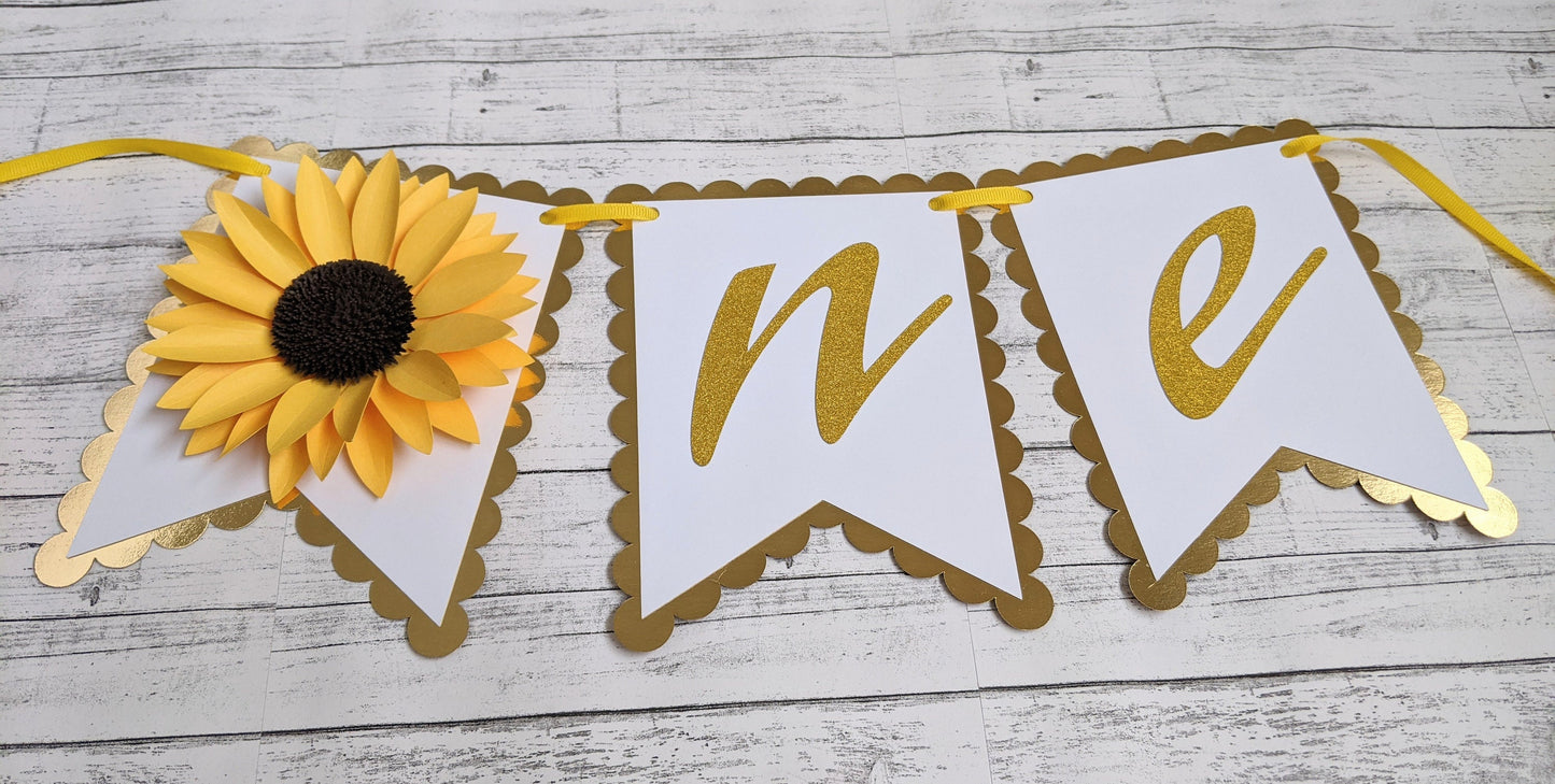 Sunflower First Birthday Banner- Birthday Decor