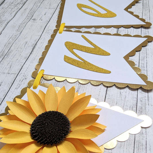 Sunflower First Birthday Banner- Birthday Decor