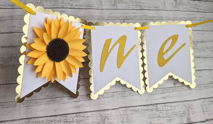 Sunflower First Birthday Banner- Birthday Decor