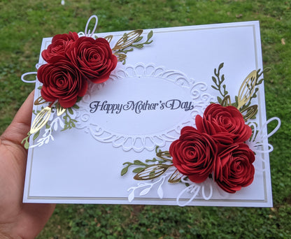 3D Red Rose Mother's Day Quilled Greeting Card- All Purpose