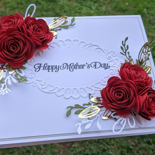 3D Red Rose Mother's Day Quilled Greeting Card- All Purpose