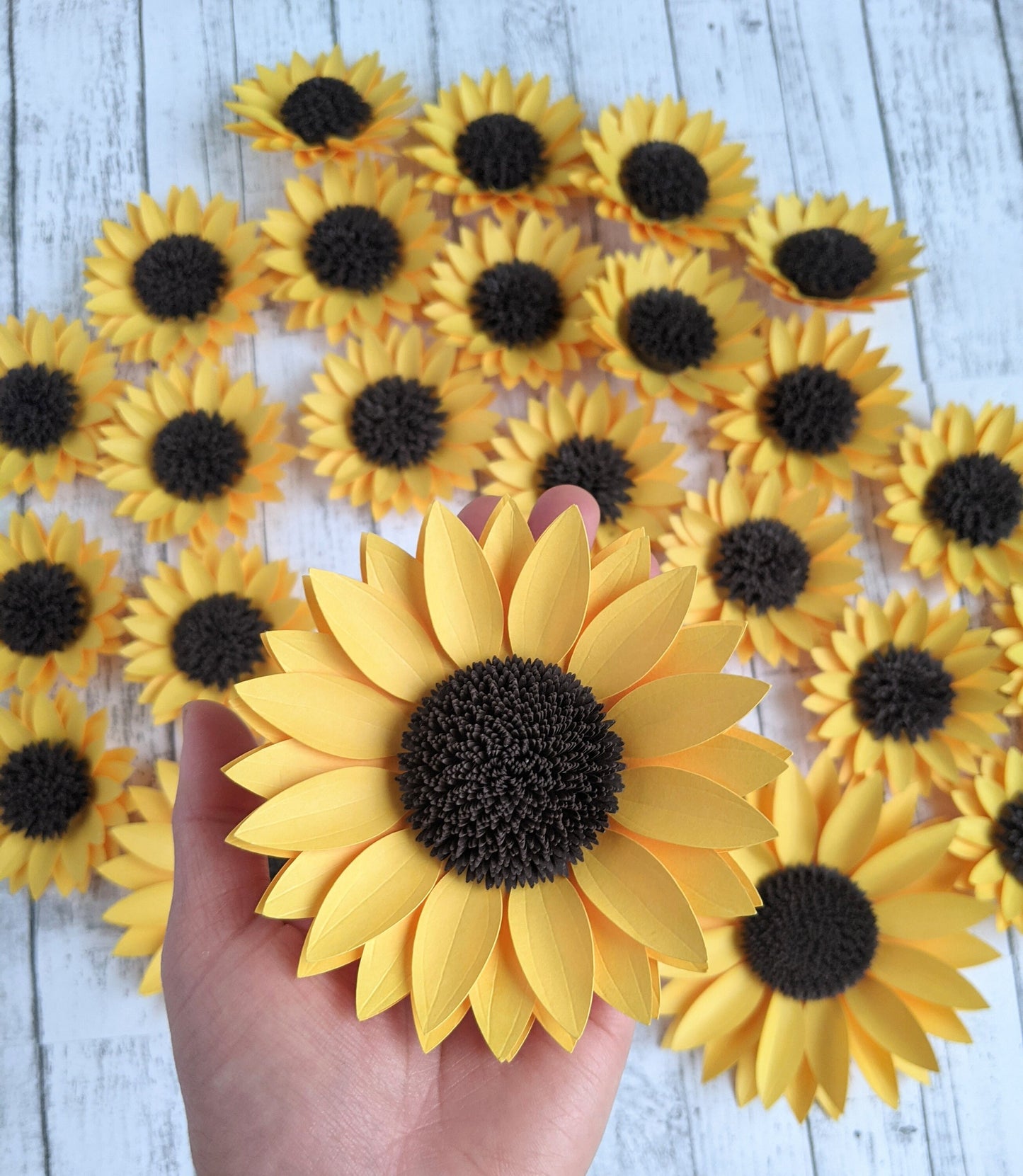 Set of 6 3D Sunflower Paper, Birthday Decor- Handmade