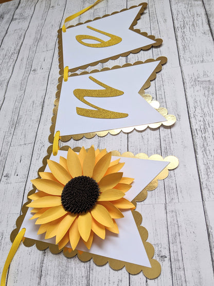 Sunflower First Birthday Banner- Birthday Decor