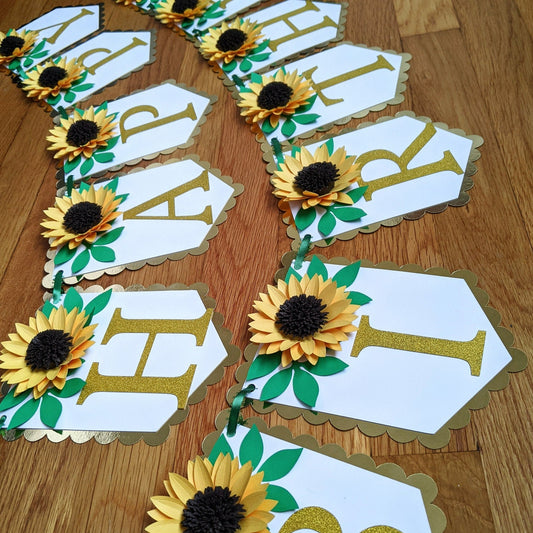 Personalized Sunflower Birthday Banner- Garland-Handmade