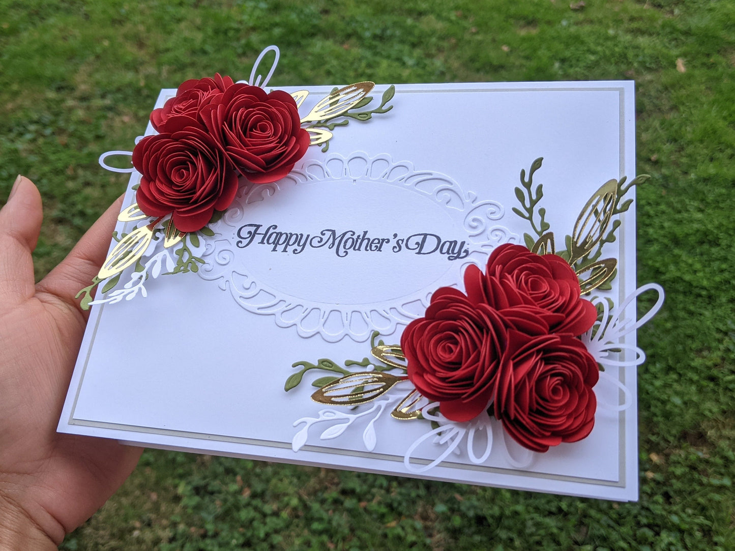 3D Red Rose Mother's Day Quilled Greeting Card- All Purpose