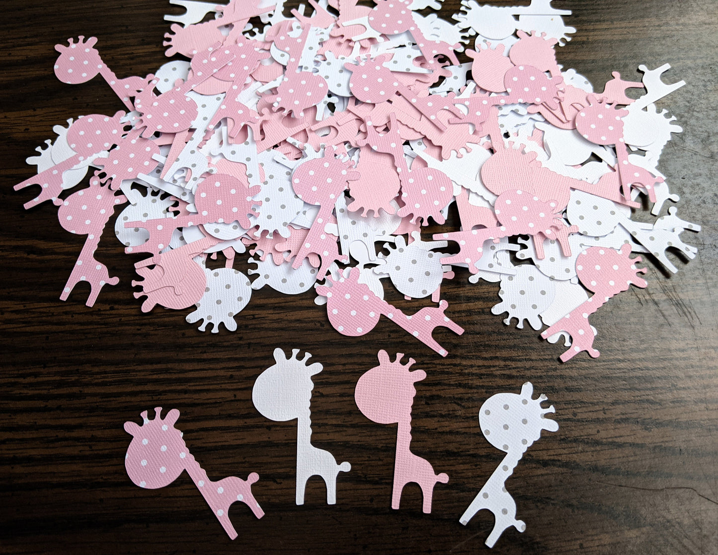 Pink Textured Paper Giraffe Confetti- Party Decor