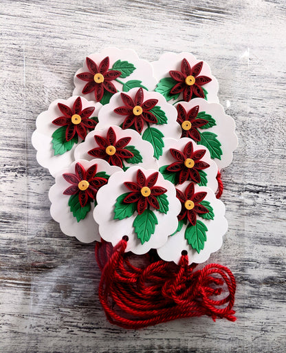 Poinsettia Gift Tags - Quilling Gift Tag