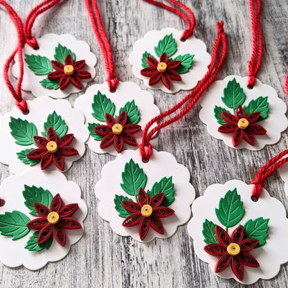 Poinsettia Gift Tags - Quilling Gift Tag