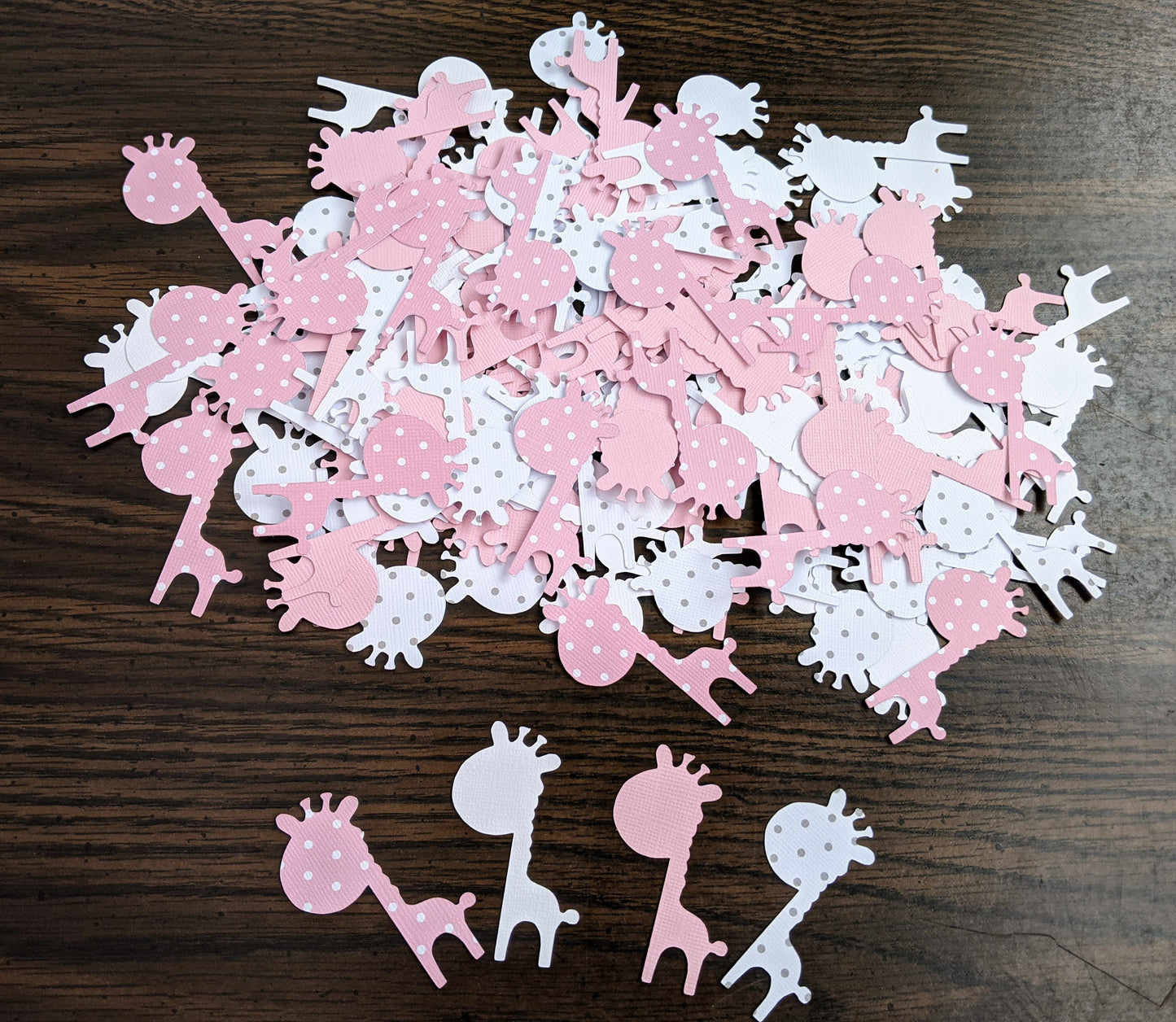 Pink Textured Paper Giraffe Confetti- Party Decor