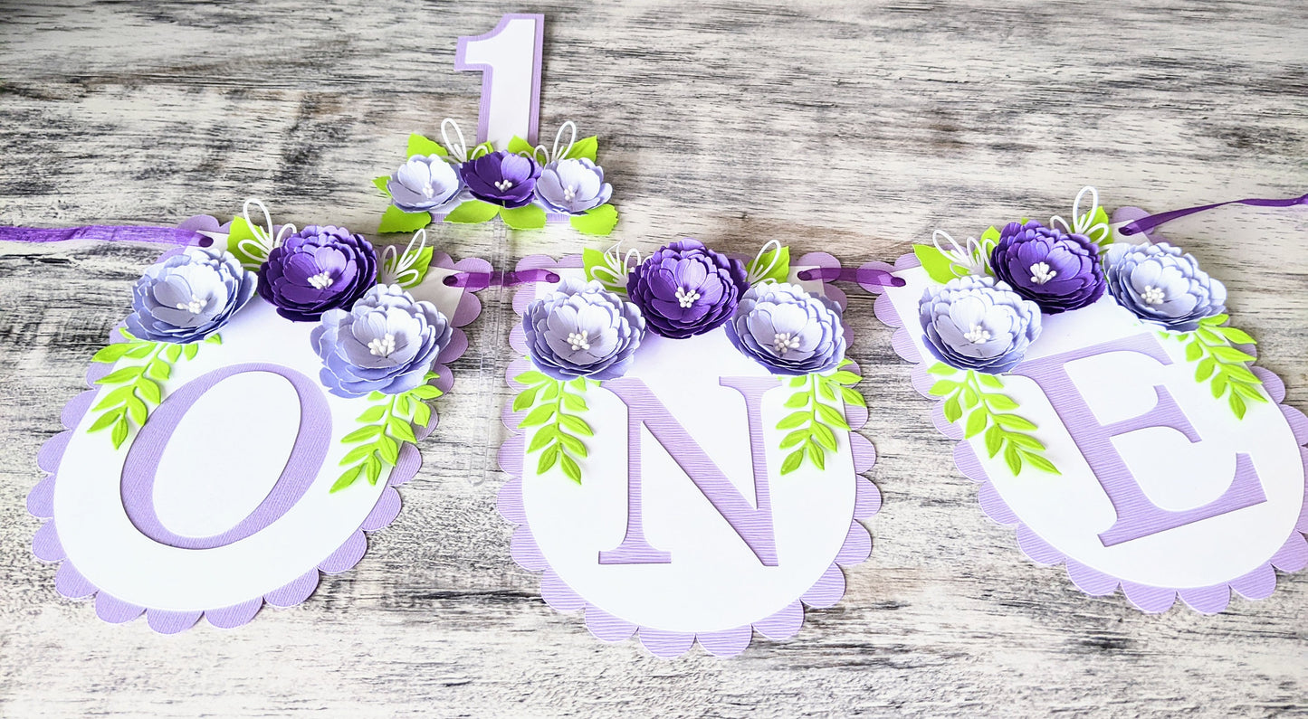 Personalized Floral First Birthday Banner- Baby Shower Banner