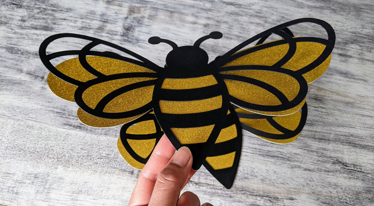 Set of 6 3D Bee Birthday Decor- Handmade #2301