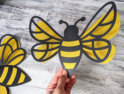 Set of 6 3D Bee Birthday Decor- Handmade #2301