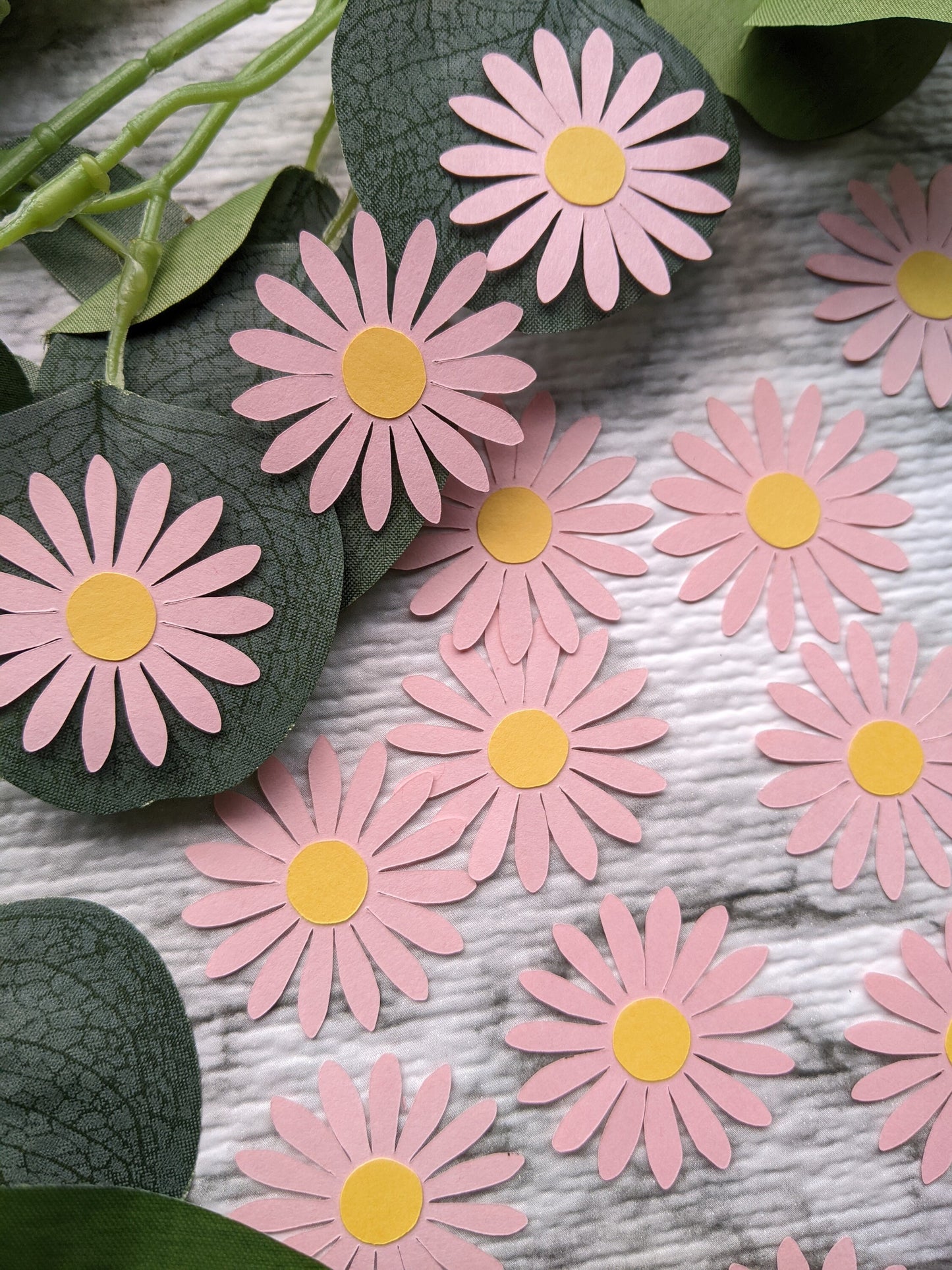 Pink/ White Daisy Confetti- Table Scatter- Baby Shower Decor