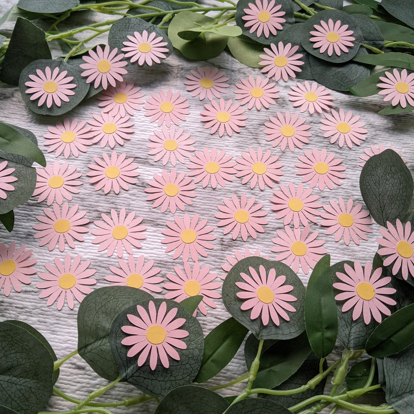 Pink/ White Daisy Confetti- Table Scatter- Baby Shower Decor