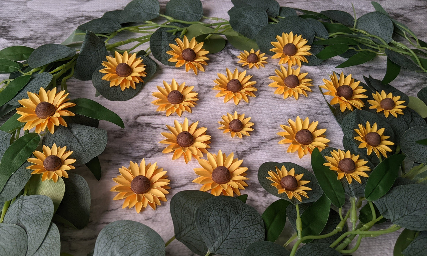 Set of 7 Sunflower Paper Confetti- Party Decor