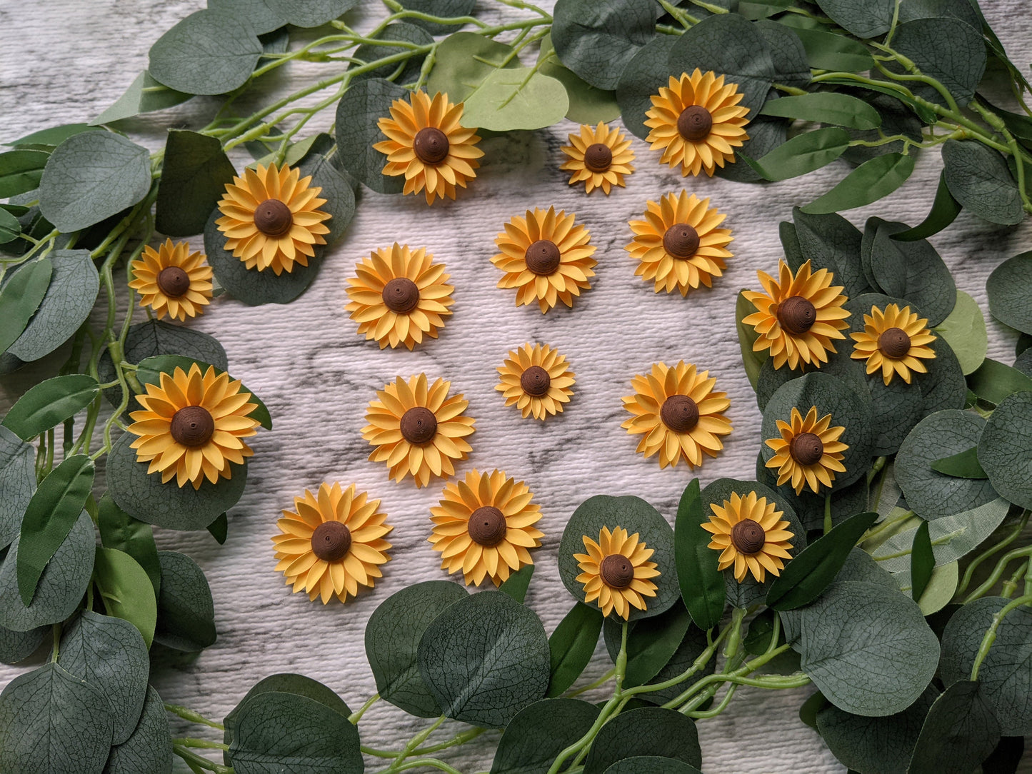 Set of 7 Sunflower Paper Confetti- Party Decor