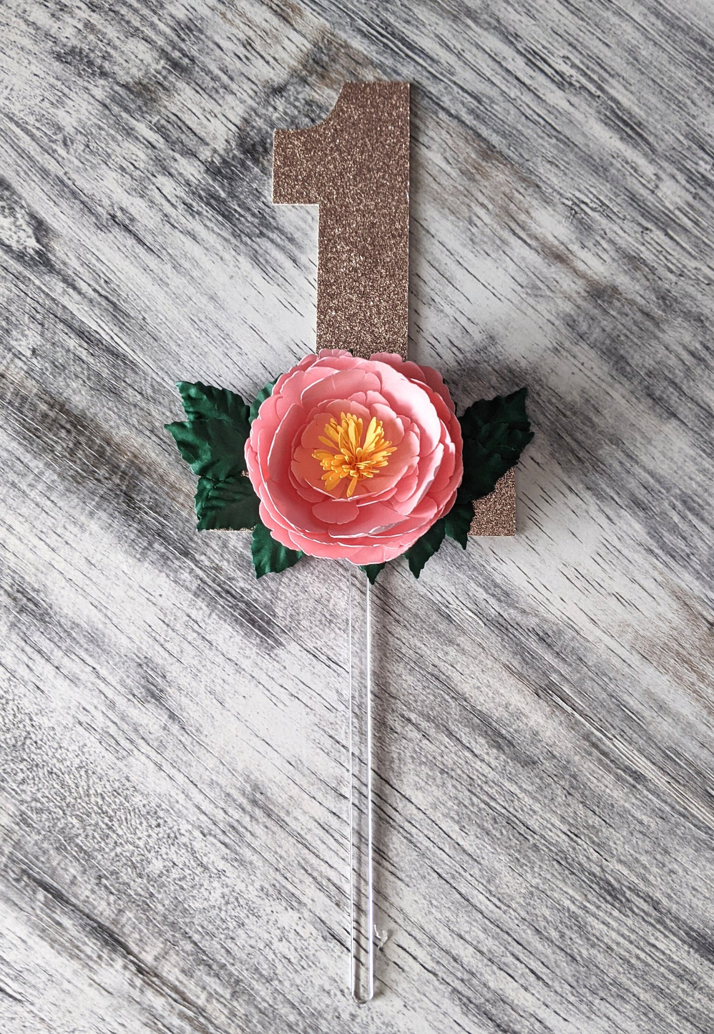 Peony First Birthday Cake Topper- Cake Decor