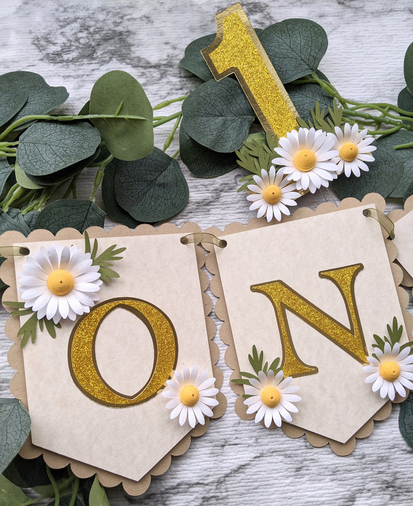 Daisy Highchair First Banner- Birthday Bunting Garland