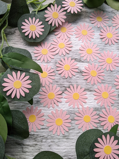 Pink/ White Daisy Confetti- Table Scatter- Baby Shower Decor