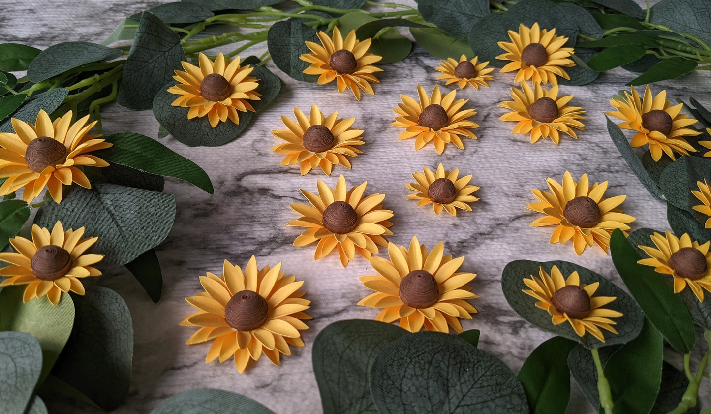 Set of 7 Sunflower Paper Confetti- Party Decor