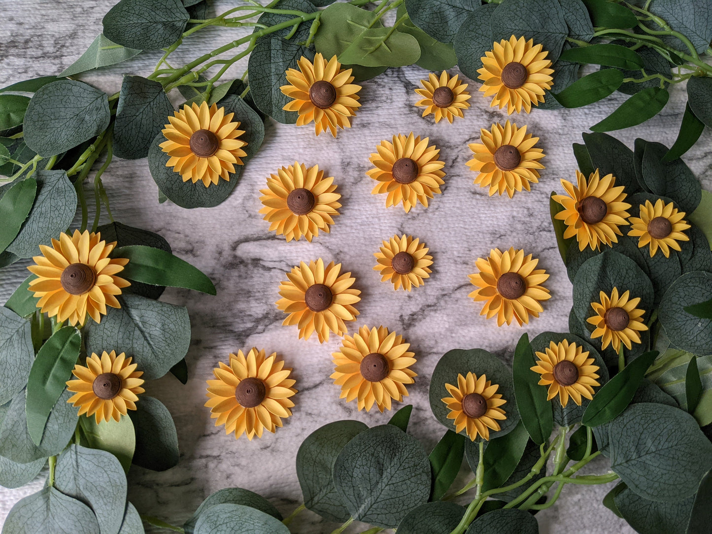 Set of 7 Sunflower Paper Confetti- Party Decor