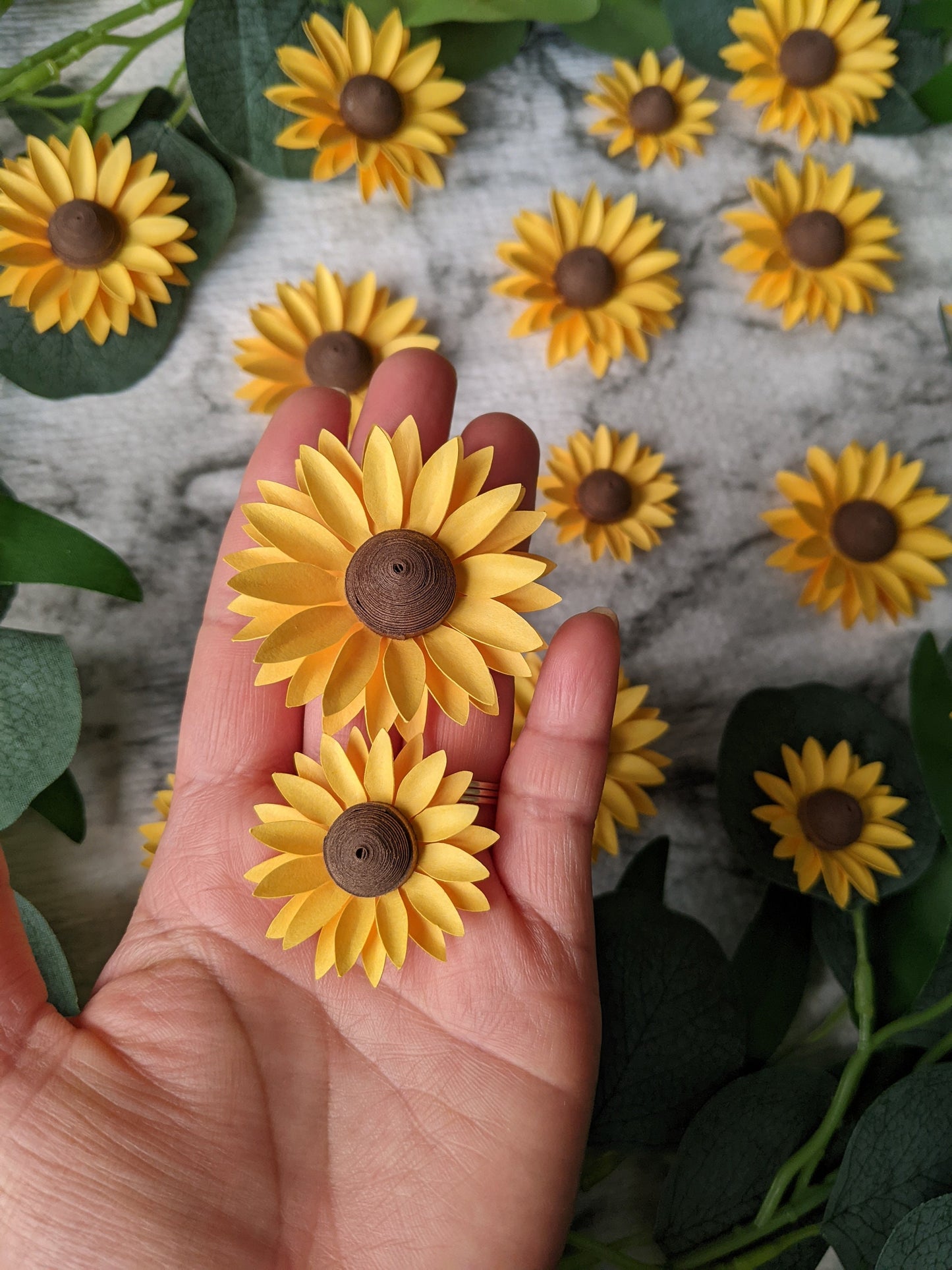 Set of 7 Sunflower Paper Confetti- Party Decor