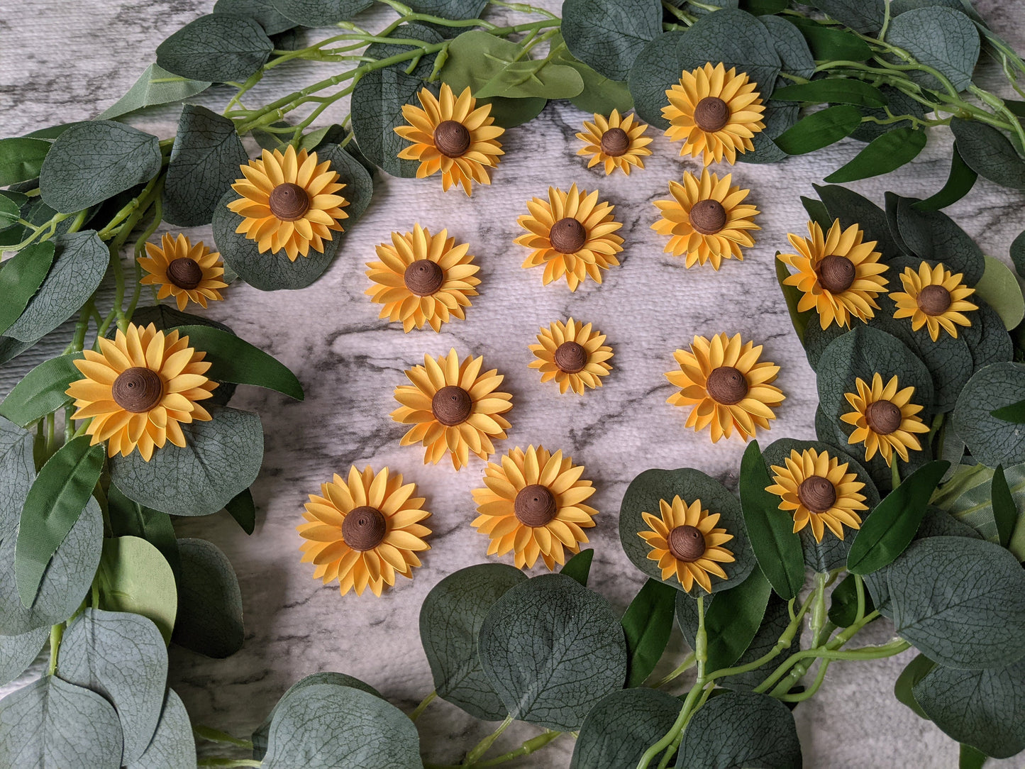 Set of 7 Sunflower Paper Confetti- Party Decor