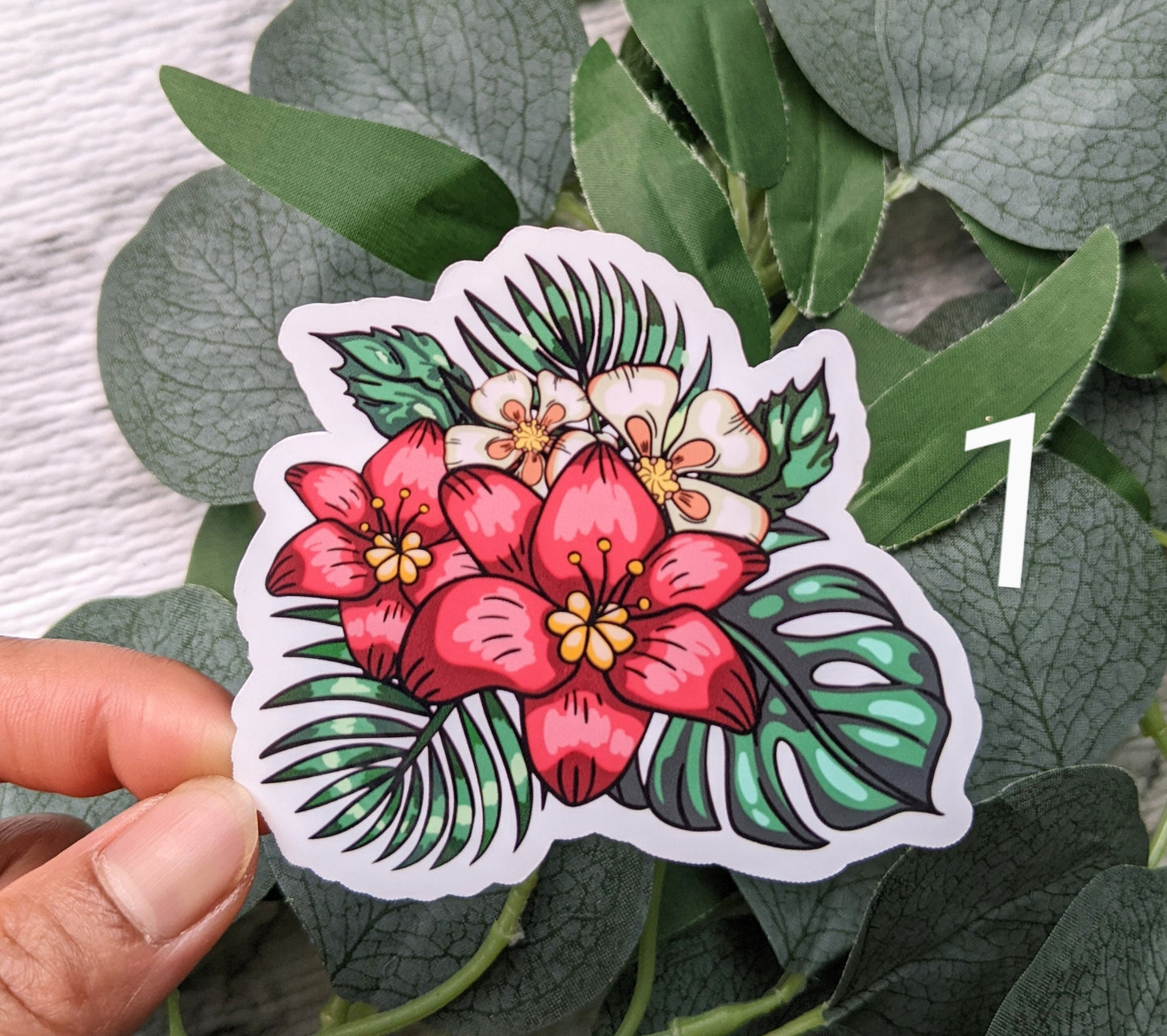 Hawaiian Floral Matte Vinyl Sticker- All Purpose