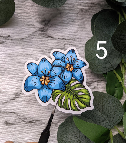 Hawaiian Floral Matte Vinyl Sticker- All Purpose