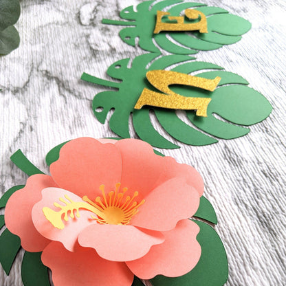 Hibiscus First Birthday Banner- Hawaiian Hibiscus Banner