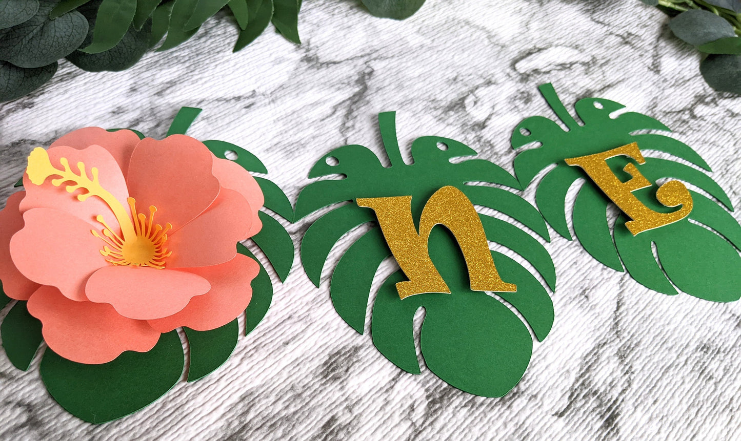 Hibiscus First Birthday Banner- Hawaiian Hibiscus Banner