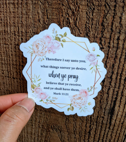 Pink Rose Bible Verse Vinyl Sticker- Laptop Sticker- All Purpose