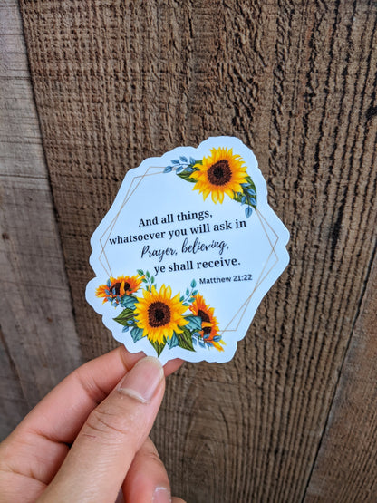 Customize Sunflower Bible Verse Vinyl Sticker