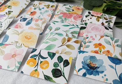 Watercolor Floral Mini Envelopes/ Note Cards