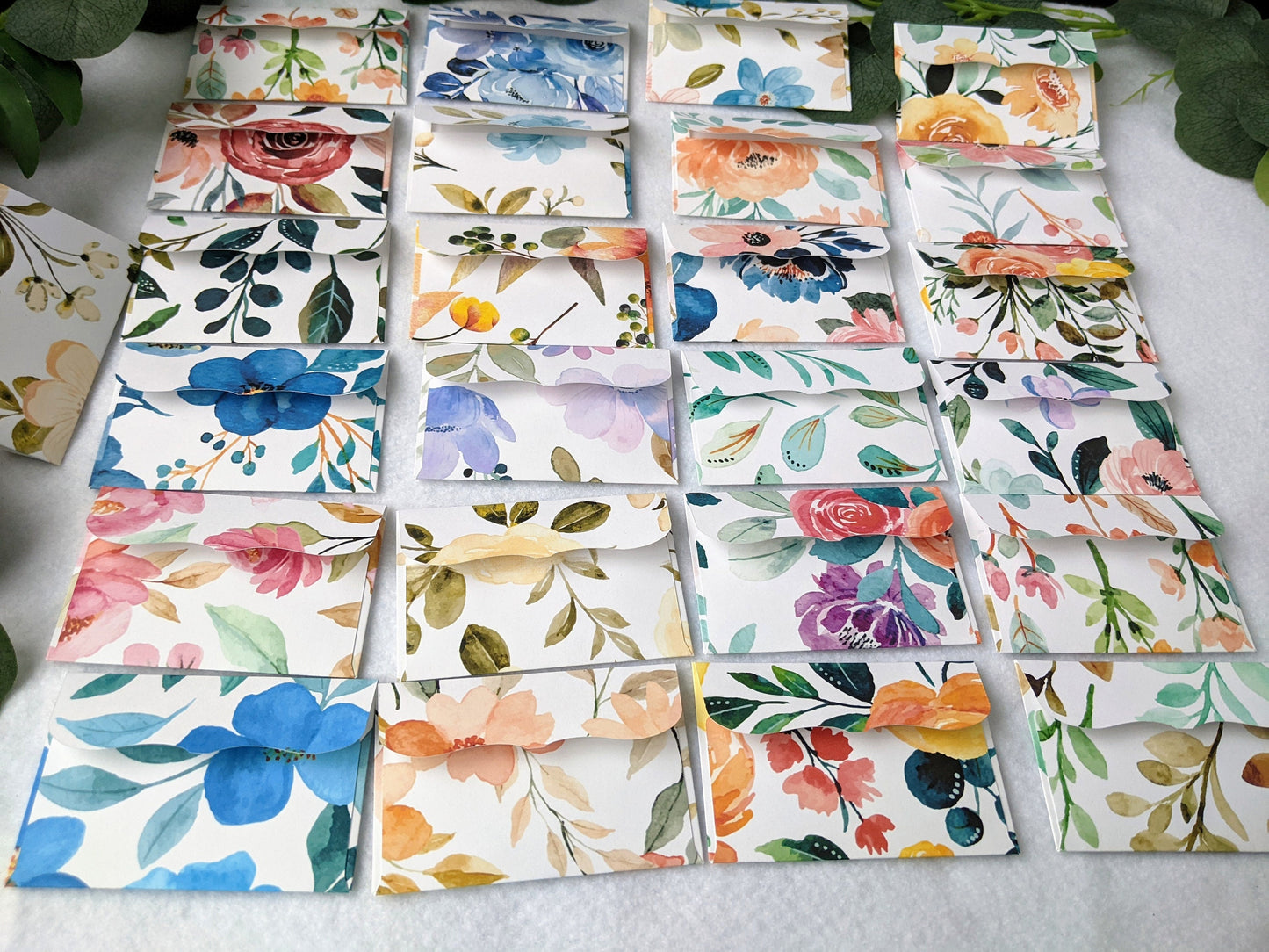 Watercolor Floral Mini Envelopes/ Note Cards