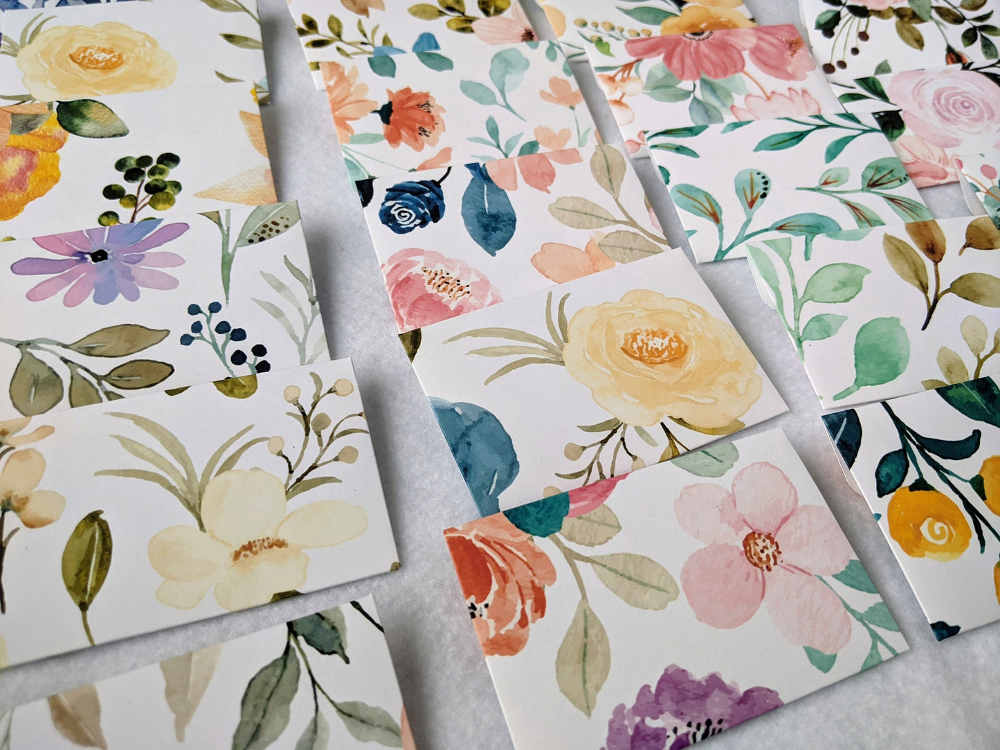 Watercolor Floral Mini Envelopes/ Note Cards