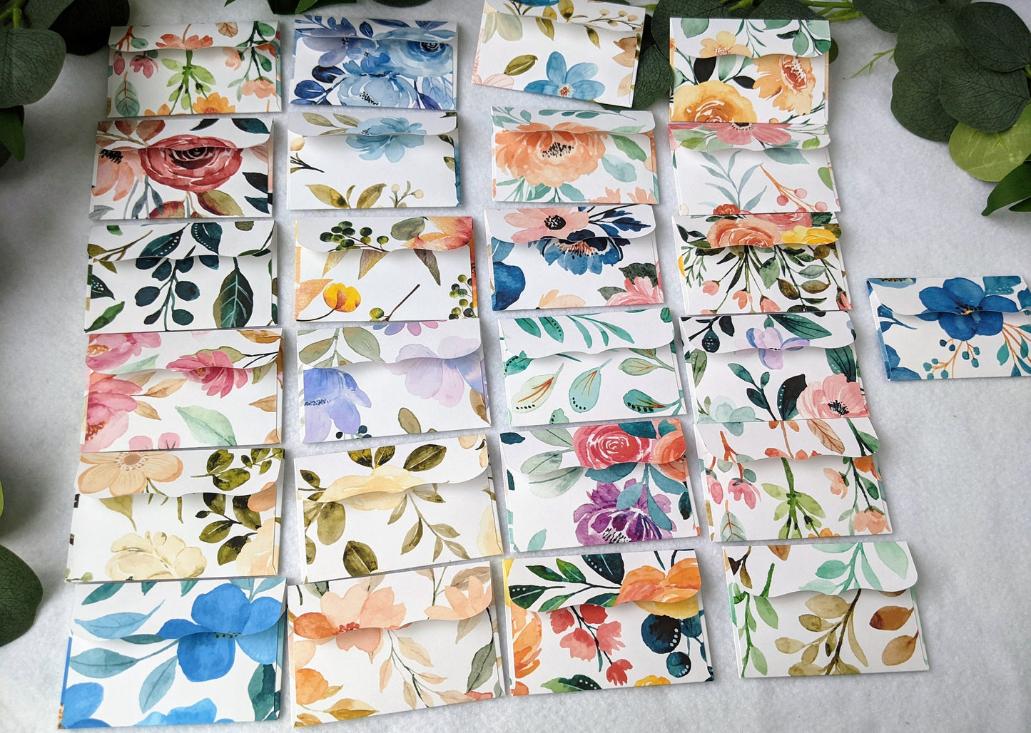 Watercolor Floral Mini Envelopes/ Note Cards