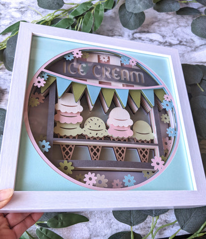 3D Ice Cream Truck Shadowbox Frame- Wall Decor