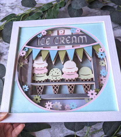 3D Ice Cream Truck Shadowbox Frame- Wall Decor