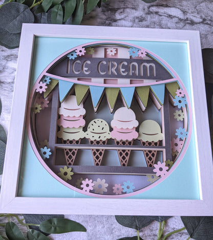 3D Ice Cream Truck Shadowbox Frame- Wall Decor