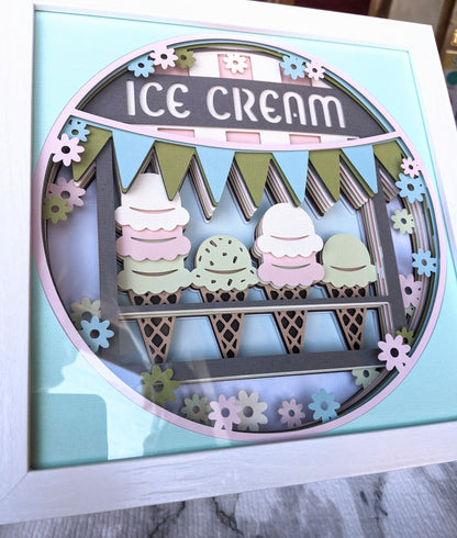 3D Ice Cream Truck Shadowbox Frame- Wall Decor