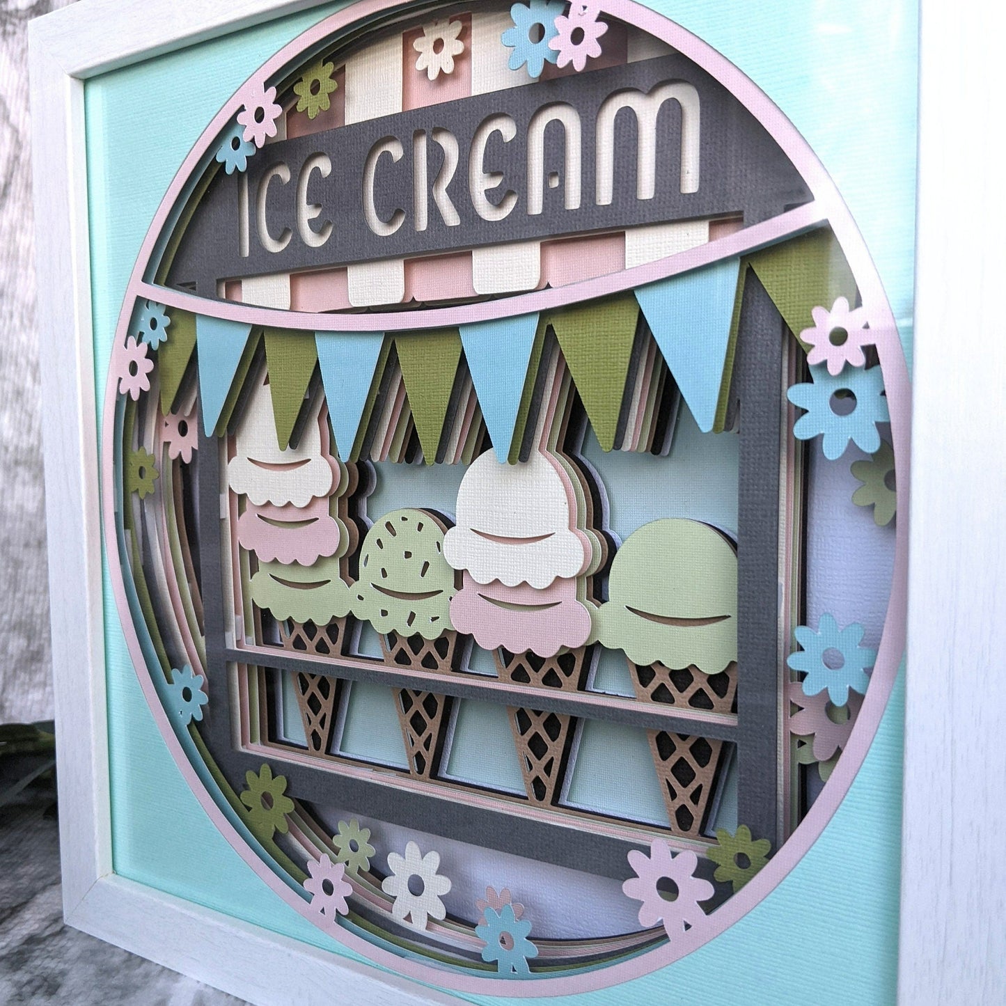 3D Ice Cream Truck Shadowbox Frame- Wall Decor