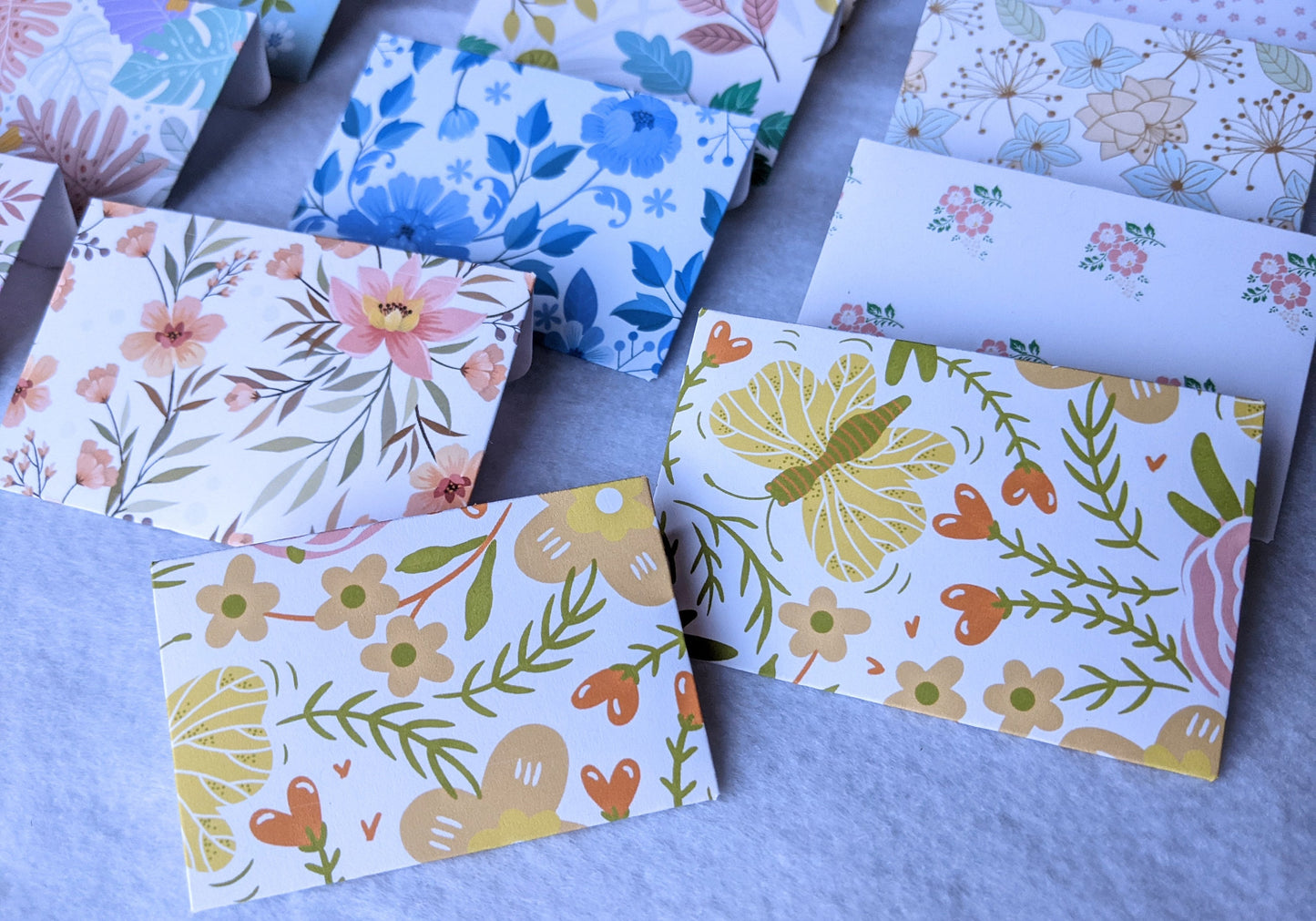 Assorted Floral Mini Envelopes-Mini Cards-Note Cards