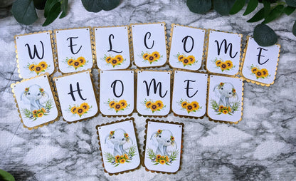 Sunflower Elephant Welcome Home Banner