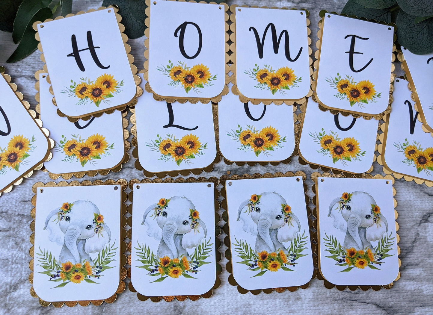 Sunflower Elephant Welcome Home Banner