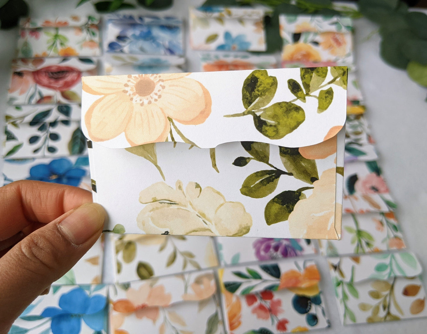 Watercolor Floral Mini Envelopes/ Note Cards